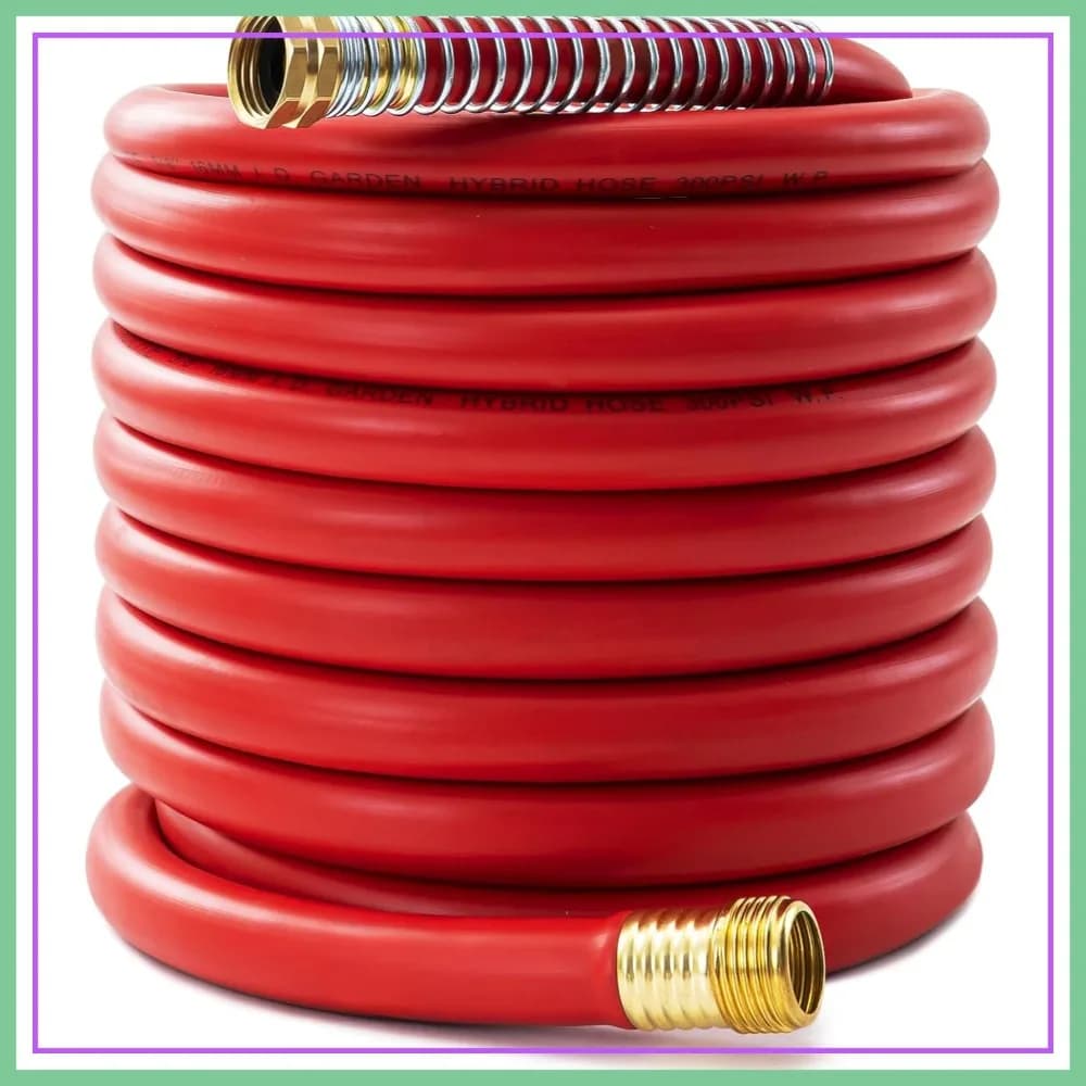 Tubo da Giardino 5/8" 50ft, Flessibile e Resistente, -40° ° Da F a 190 ° Raccordo F in ottone da 3/4 di pollice con protezione a molla, 300 psi di servizio, 1000 psi di pressione massima, per esterni, giardini e fattorie