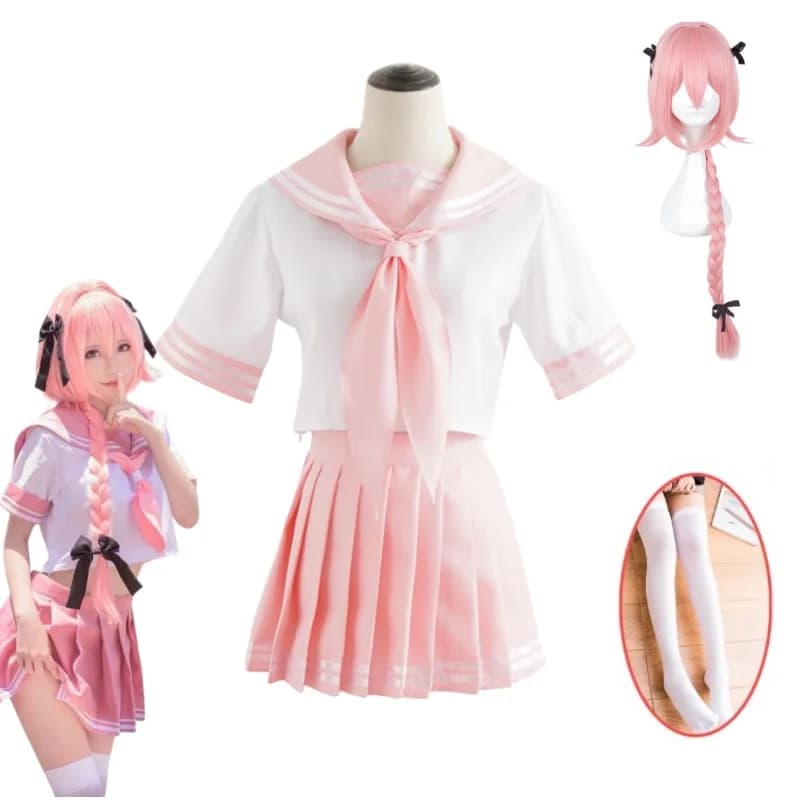 Astolfo Cosplay Anime Fate Apocrypha Astolfo Costumi Cosplay Studente giapponese Scuola Uniforme da marinaio Vestito di Halloween Vestito da cameriera