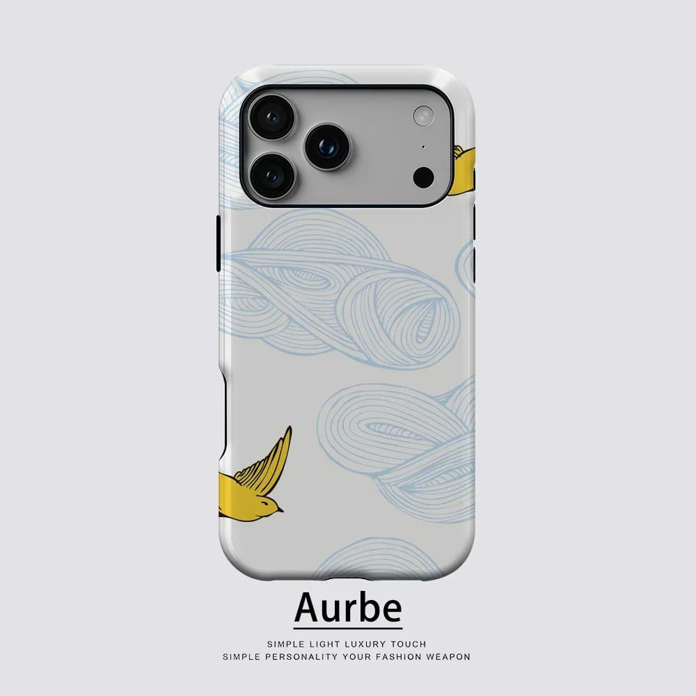 Yellow Swallows Blue For Magnetic Phone Case For IPhone 17 16 15 14 13 Pro Max Plus Single Double-Layer Tough Case