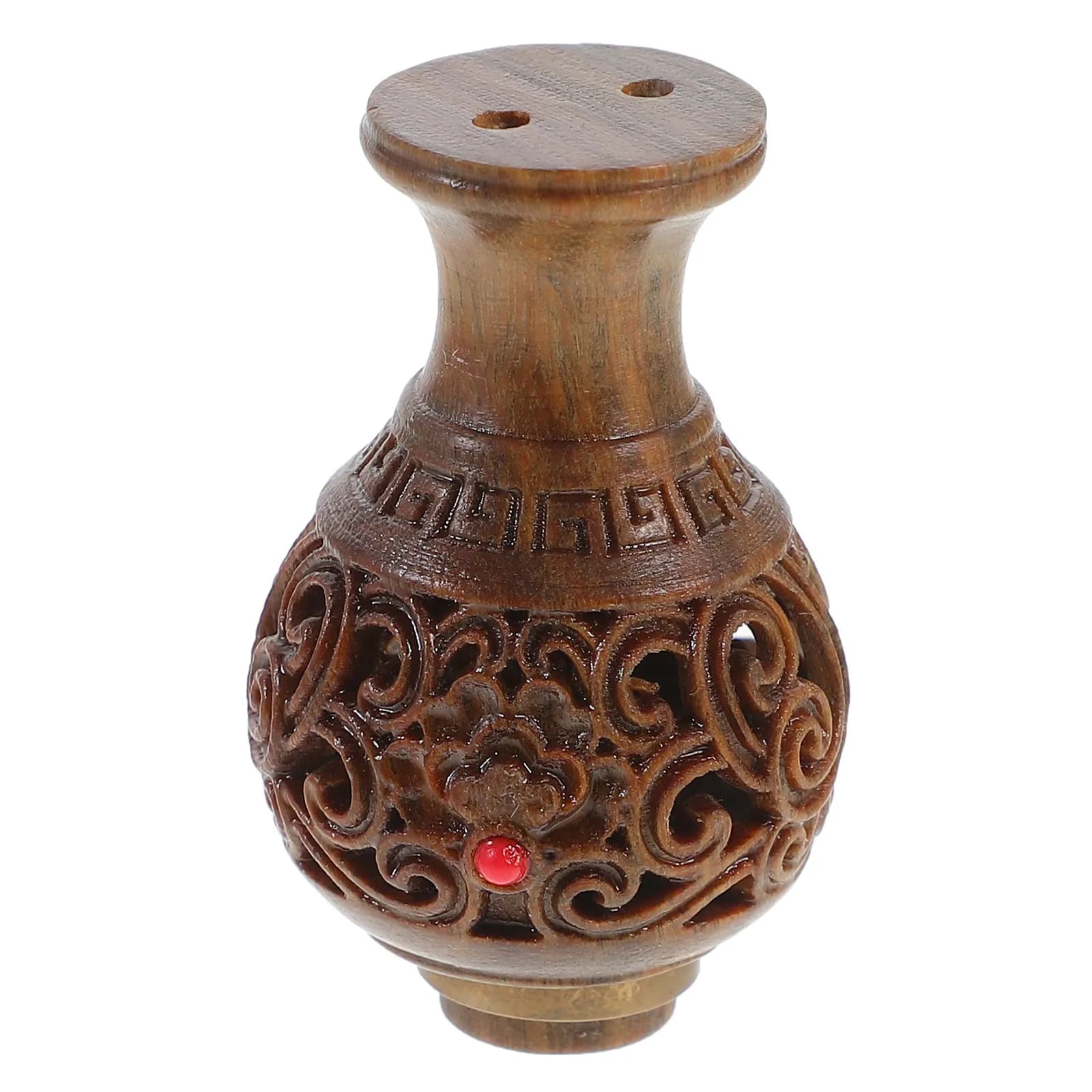 Wood Carved Vase Shape Hollow Aroma Beads Sachet Pendant for Keychain Bag Car Hanging Decor DIY Wooden Fragrance Diffuser