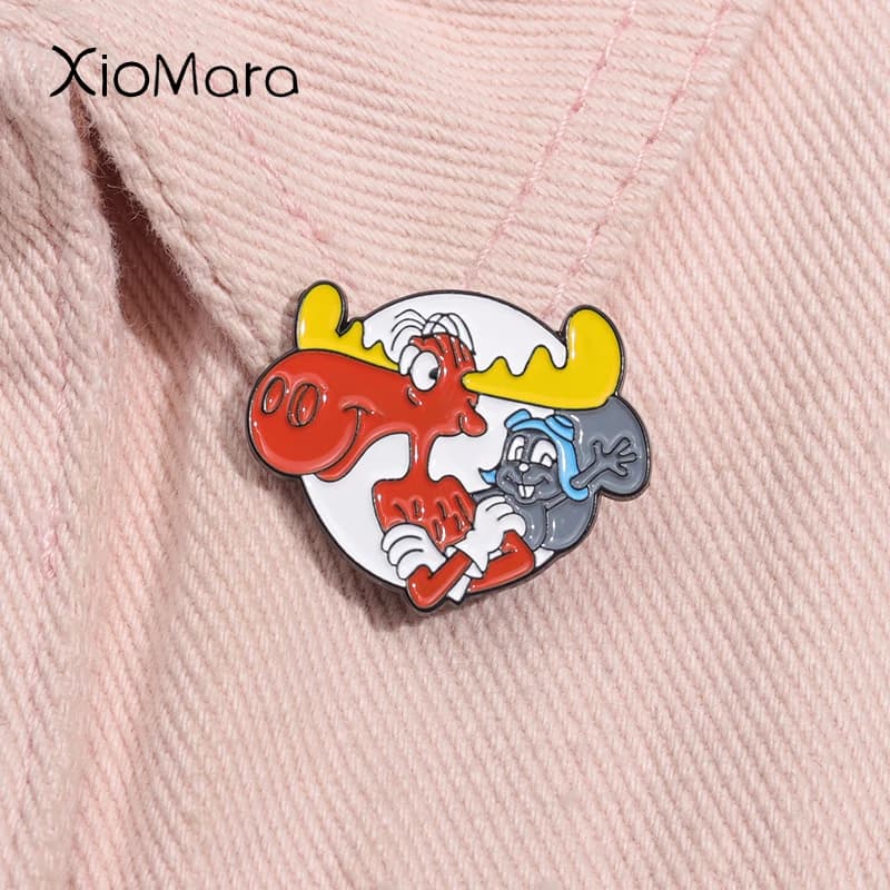 Personaggio di animazione commedia Spilla smaltata Cartoon Mouse e cervo Spilla da bavero Zaino Distintivo Decorazione di gioielli Regali per gli amici