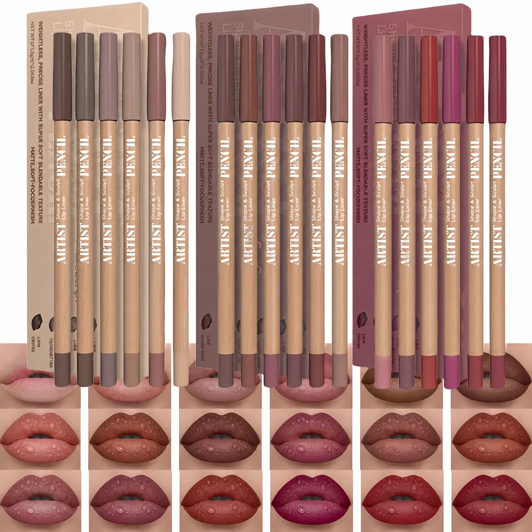 FACE SECRET 18pc Velvet Matte Lip Liner Set - Long-Lasting Versatile Shades Longlasting Lip Makeup Berry, Brown, Pink Lip Pencil