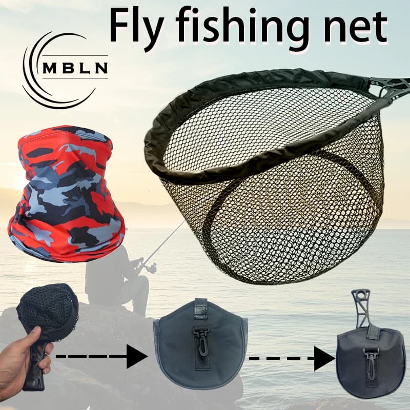 MBLN Guadino da pesca pieghevole compatto con protezione per il collo – Resistente e portatile per la pesca all'aperto, ideale per la cattura di pesci