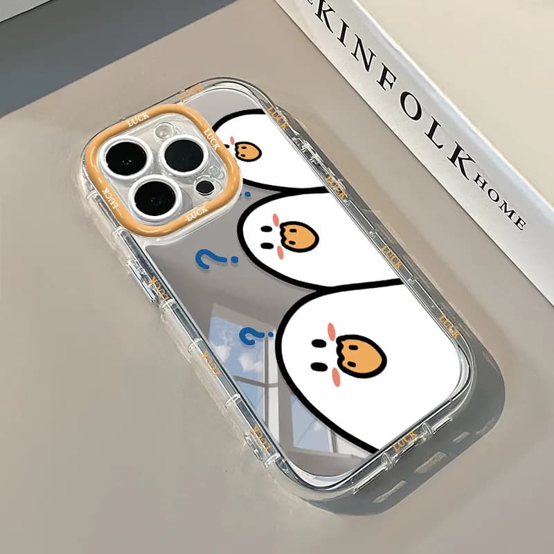 Korean Cute Kitten Paw Air Cushion Mirror Phone Case For iPhone 17 15 14 16 Pro Max 13 12 11 Pro 7 8 Plus XR XS 17Air Art Cover