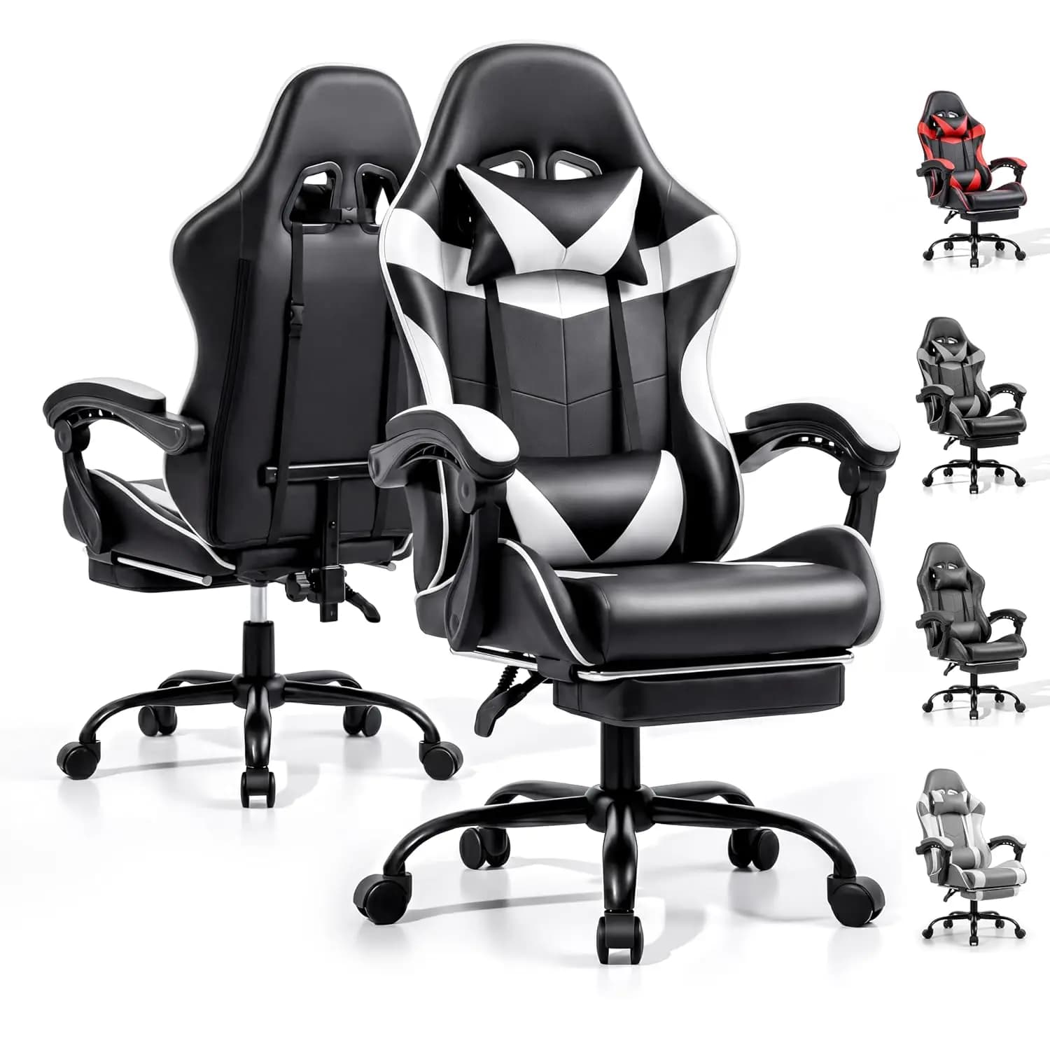 Gaming Chair, Ergonomic Computer Chair with Footrest and Lumbar Support, Height Adjustable Office Chair with 360°, Customized