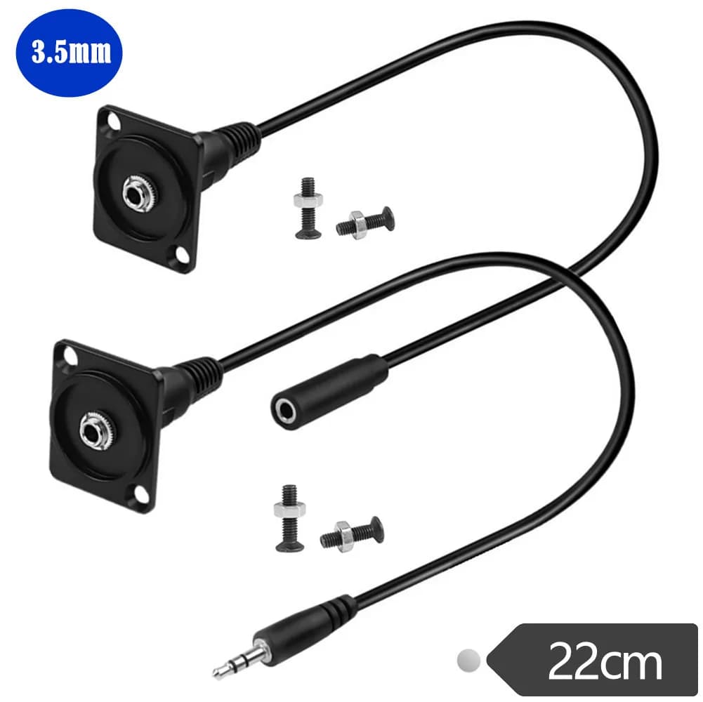 TRS 3.5mm Panel Mount Audio Adaptor 3.5mm TRS Male To Female Short Cable Mount Connector TRS 1/8 Stereo Headphone Mount Socket