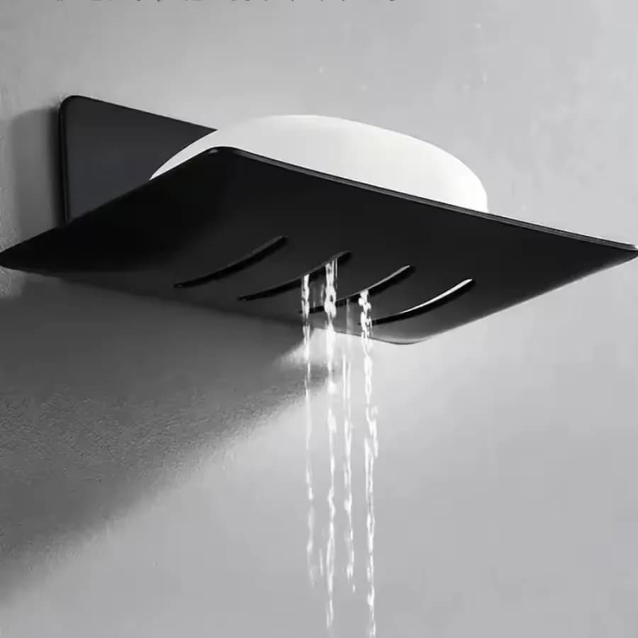 1pc Black Carbon Steel Soap Box Non Perforated Wall Mounted Bathroom Soap Box Bathroom Soap Holder Soap Storage Rack 2025