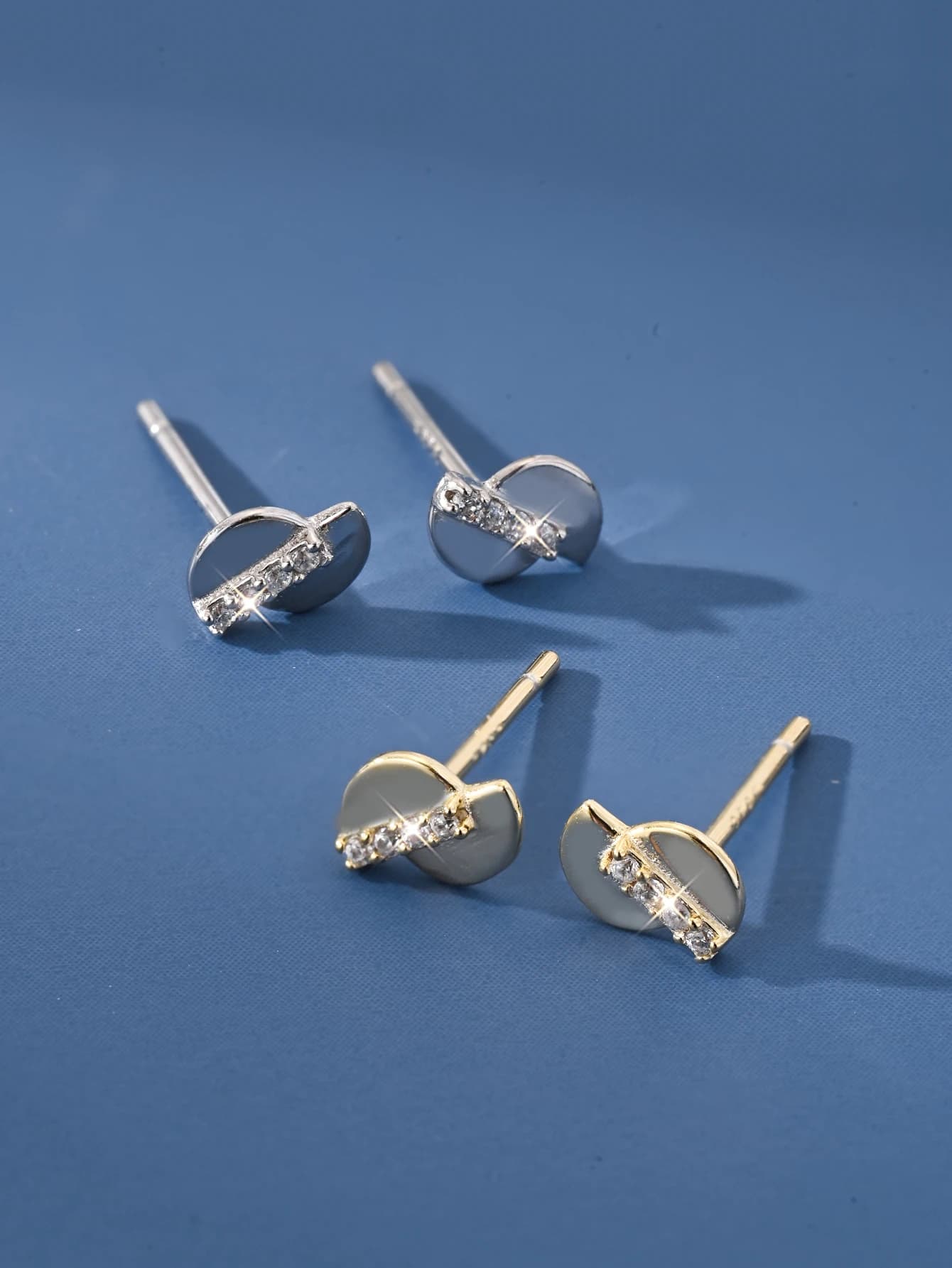Orecchini geometrici con zirconi semicircolari in argento sterling 925 per donna, temperamento, orecchini di bellezza dolce, gioielli di lusso