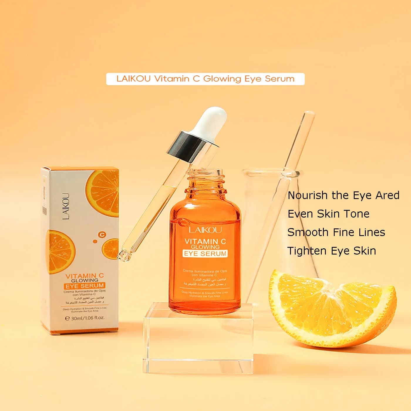 LAIKOU Serum for Eyes to Vitamin C 30ml, Serum Viso to Hyaluronic Acid, Skin Care to Collagen, Deep Hydratation, Viso Essence