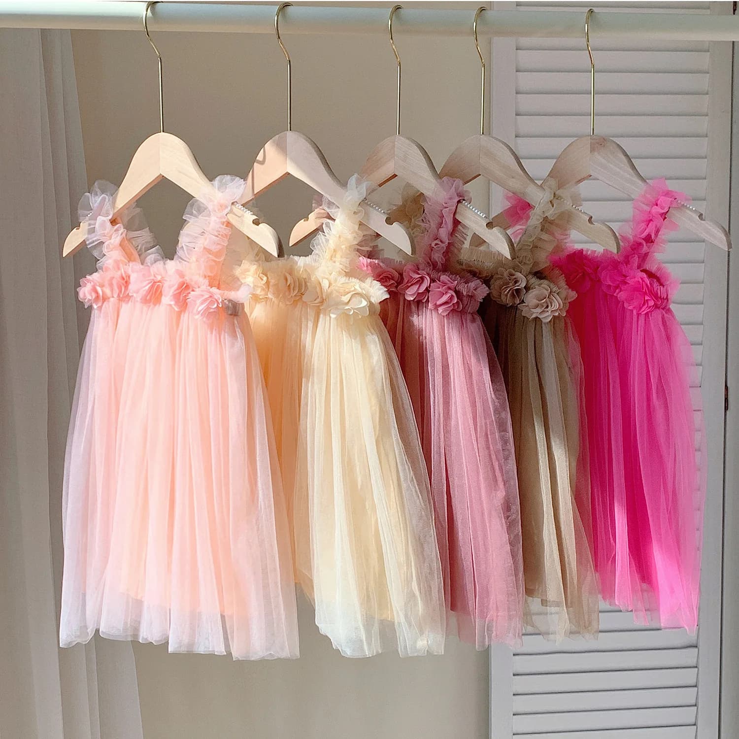 MILANCEL New Summer Kids Sweet Mesh Dress Girls 6 colori gonna da spiaggia floreale sospesa abito da principessa tutu per bambini