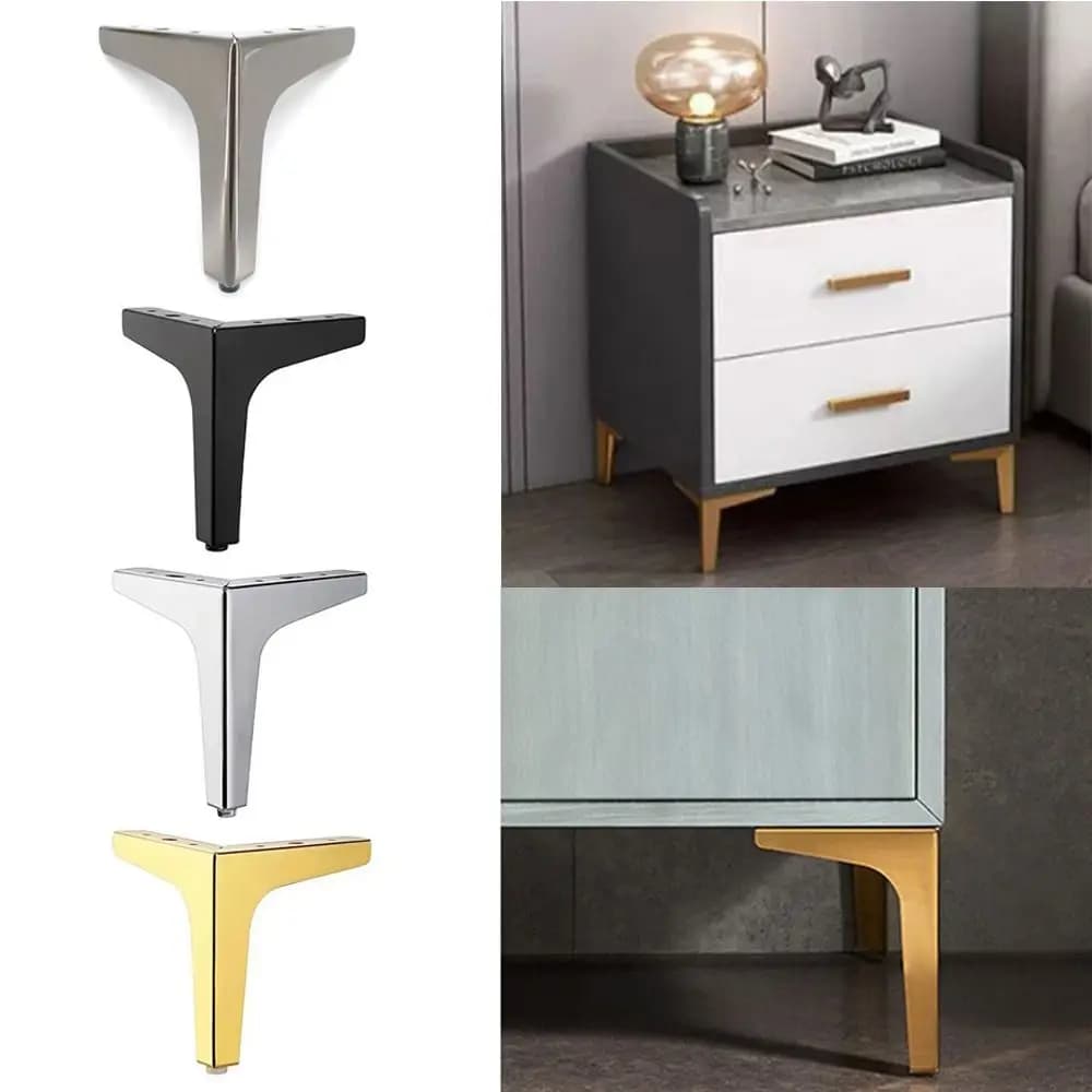 Gambe per mobili in metallo Triangolo Gambe per scatola portaoggetti per comodino resistenti all'usura Gambe per armadietti di ricambio antigraffio