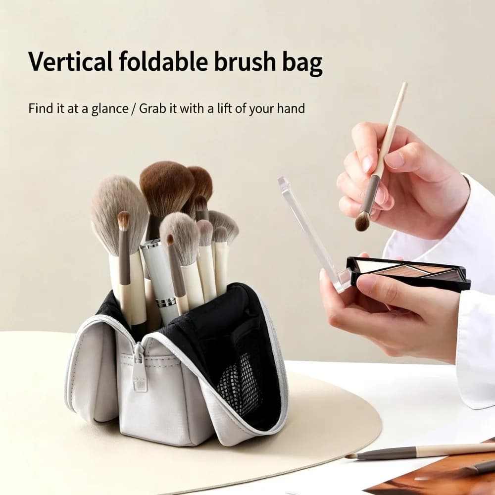 Borsa Porta Pennelli da Trucco da Viaggio, Nuovo Astuccio Portatile per Pennelli Cosmetici da Donna, Custodia per Matite Sopracciglia e Ombretto