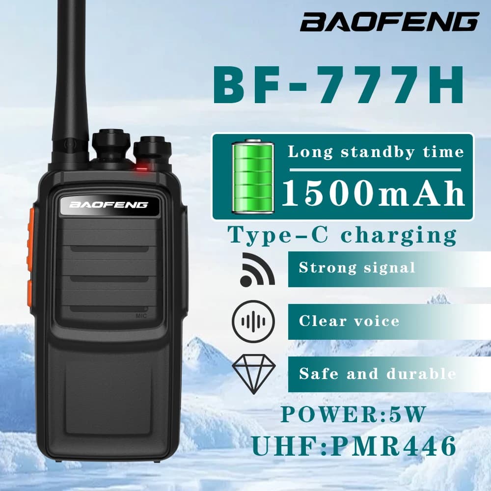 2PCS Baofeng BF-777H Walkie Talkie 16CH 3-5km Radio bidirezionale UHF 400-470MHz Ricevitore wireless portatile a lungo raggio o esterno
