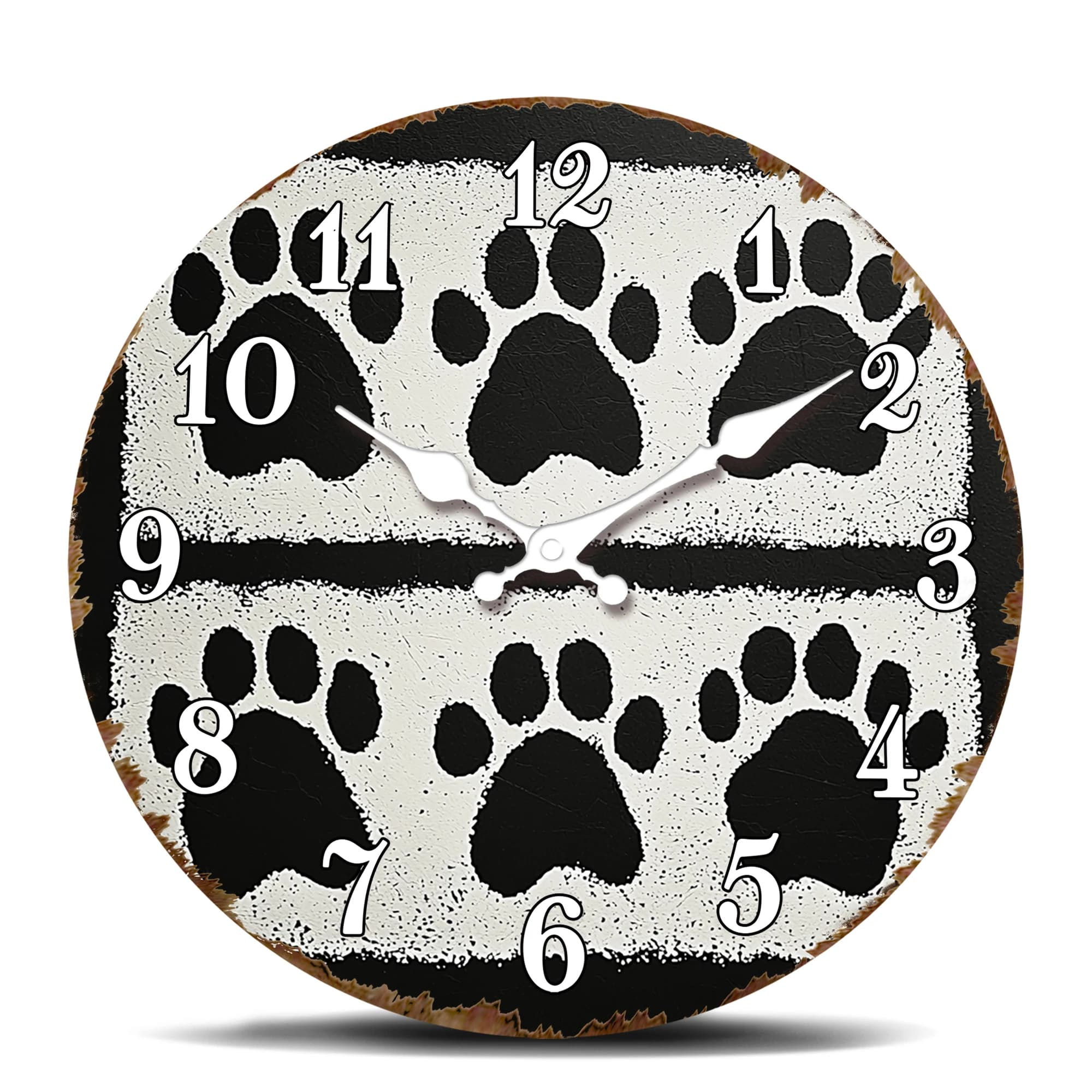 Wall Clock with Black Zampe Improper Pattern - Elegant Silent Round Decorative Watch, A Must for Animal Lovers and Pet Owners
