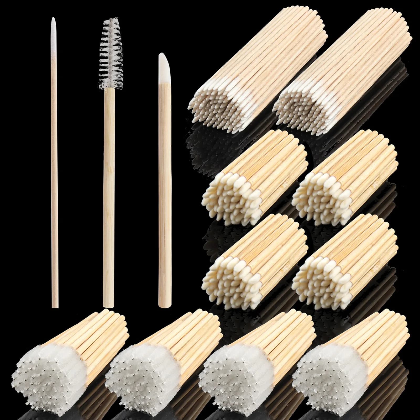50pcs Bamboo Stick Disposable Flocked Lip Brushes Portable Lip Gloss Applicator Wands Lipstick Makeup Lash Tattoo Beauty Tools