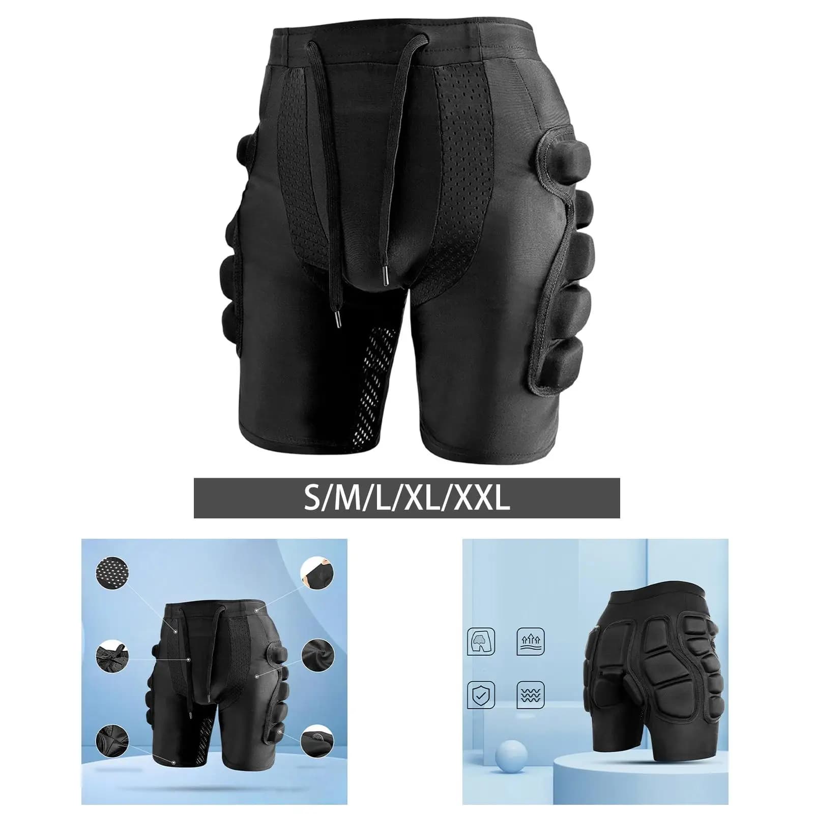 Pantaloncini Protettivi da Uomo Imbottiti per Snowboard e Pattinaggio, con Cuciture Rinforzate e Protezione da Impatti per Anca e Coccige, Ideali per Pallavolo e Calcio