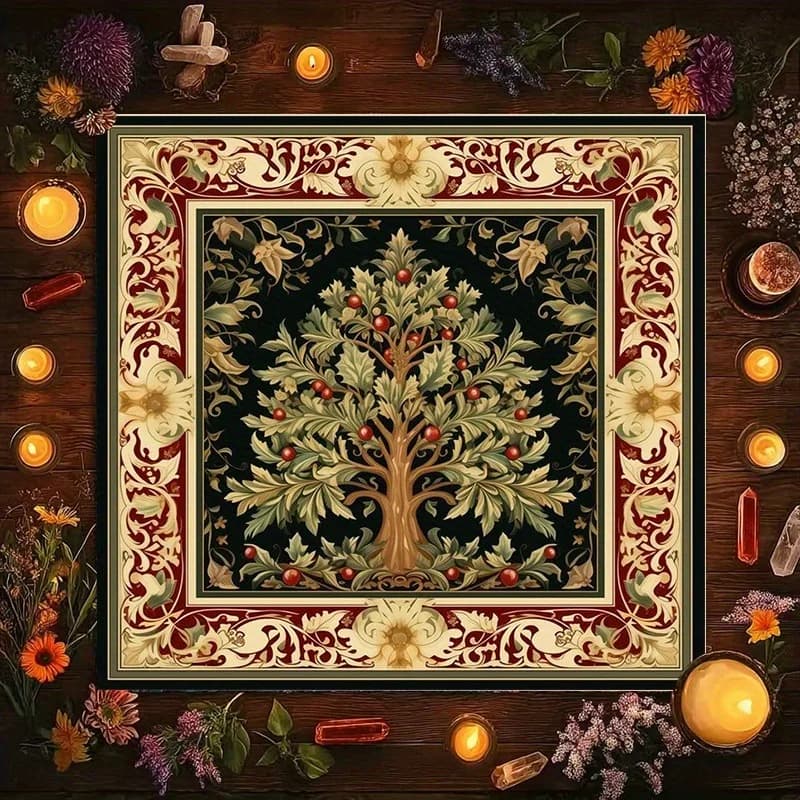Tovaglia per carte dei Tarocchi con motivo albero misterioso - Adatta per divinazione, giochi di costellazioni, decorazioni per feste, meditazione e altro ancora
