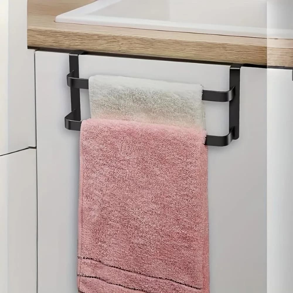 New 2 Tier Bathroom Towel Rack Multi-scene Rust-resistant Wall Mount Towel Bar Space-Saving No Drill Towel Rack Household