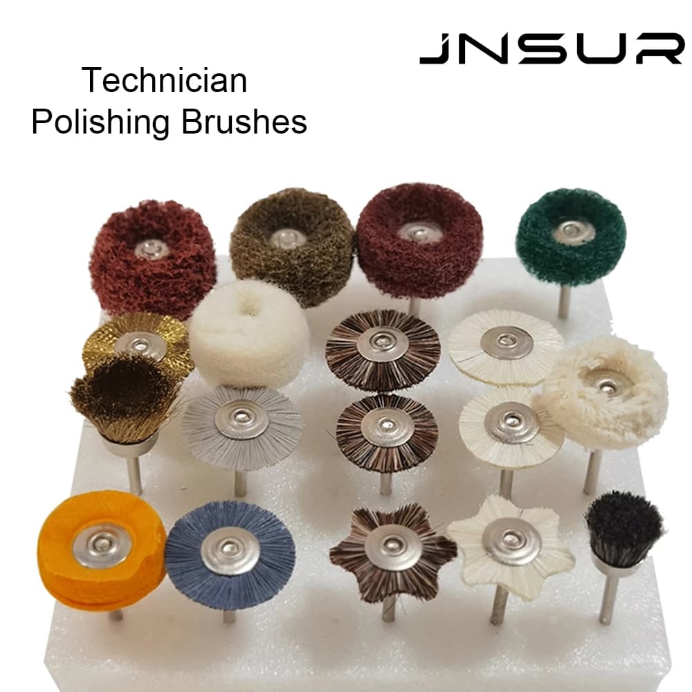 JNSUR Kit di spazzole per lucidatura Strumento tecnico Smalto per unghie Artificatore dentale Ceramica Porcellana Rettifica Strumento per dentista Laboratorio dentale