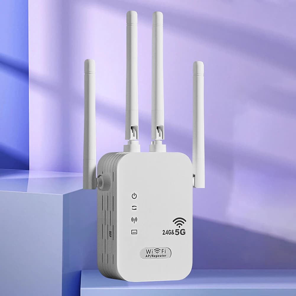 Ripetitore WiFi Wireless 1200Mbps con Porta WAN/LAN, Ripetitore WiFi Dual-Band 2.4G/5G, Amplificatore di Segnale WiFi a Lungo Raggio