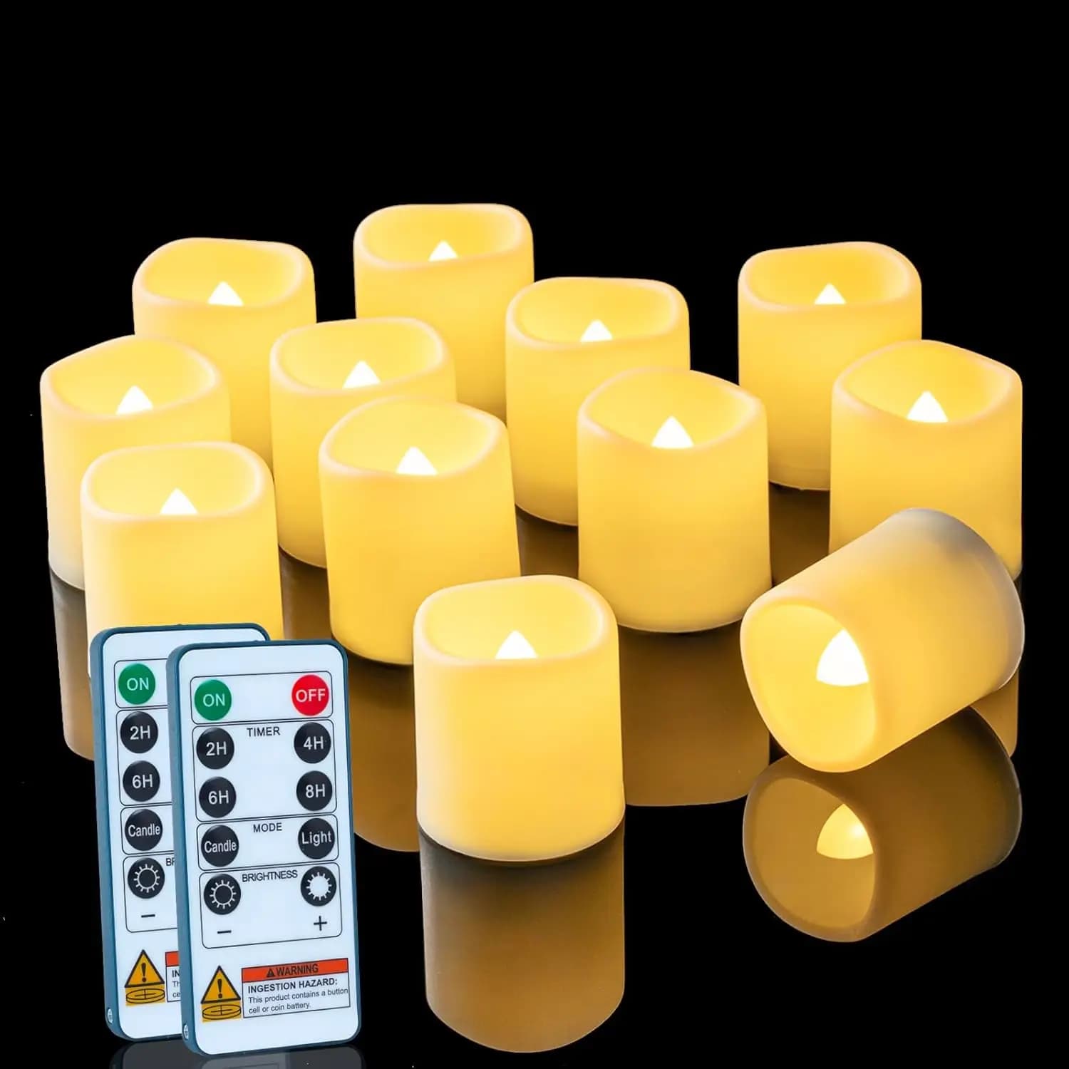 Candles with Remote Control and Timer for over 400 hours, LED Lights Votive for Exterior, Halloween, Christmas (Included)
