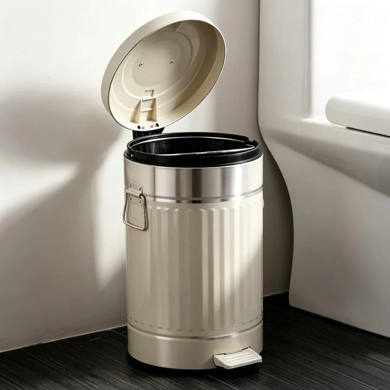 Step-on Trash Can Nordic Metal Garbage Bin Kitchen Portable Double Waste Bins with Lid Luxury Wastebasket for Bedroom Hotel