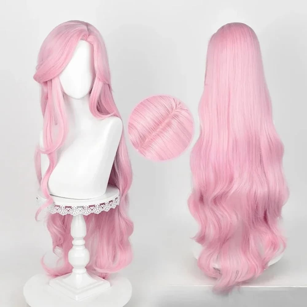 Fluttershy Cosplay Wig, Long, Pink, Corrugated, Heat Resistant, Synthetic Fiber, for Halloween parties, 100 cm, anime style.