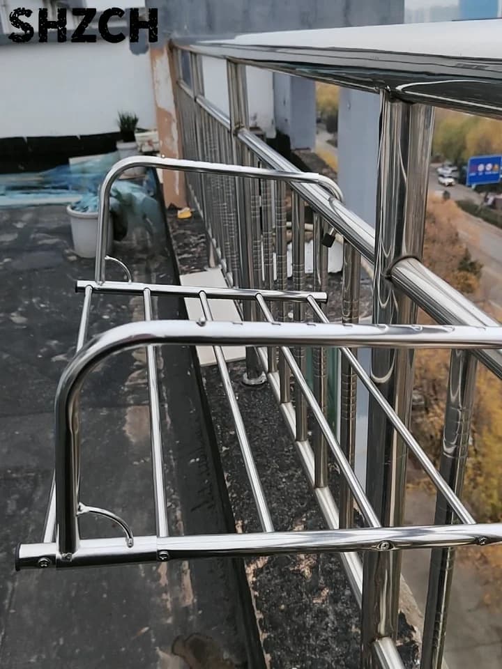 Stainless Steel Window Clothes Drying Rack Foldable Balcony Laundry Hanger Compact Shoe Garment Drying Stand for Windowsill