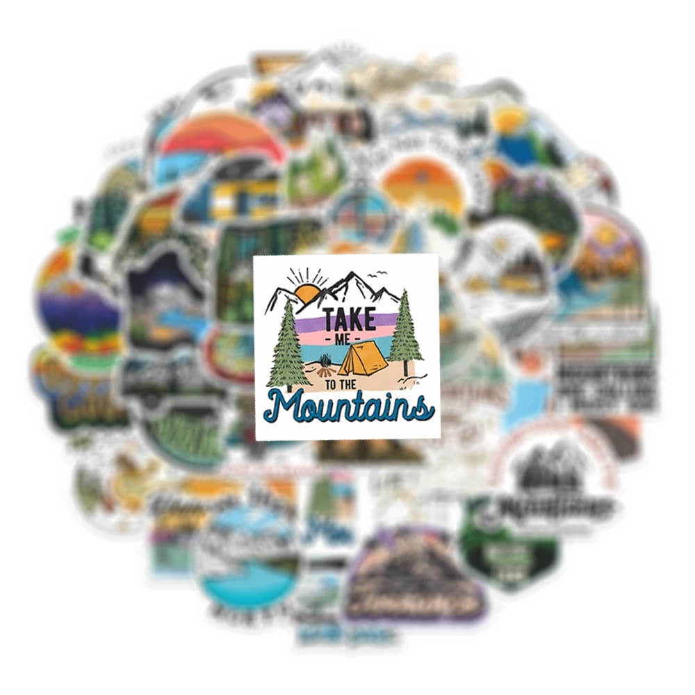 10/30/50/100pcs Funny Cartoon Outdoor Camping Graffiti Stickers Aesthetic Decals Laptop Motorcycle Car Decoration Sticker Toys