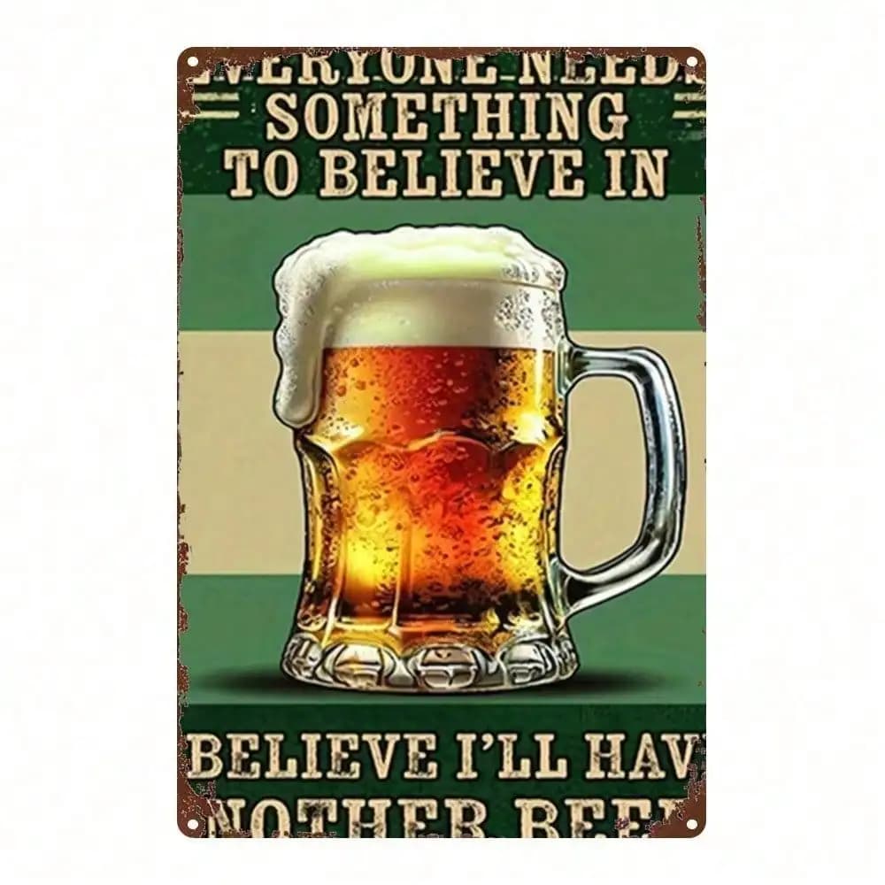 Targa da Parete Vintage in Metallo a Forma di Boccale da Birra 8x12 Pollici, Placca Rustica in Ferro con Design in Schiuma e Citazione Classica