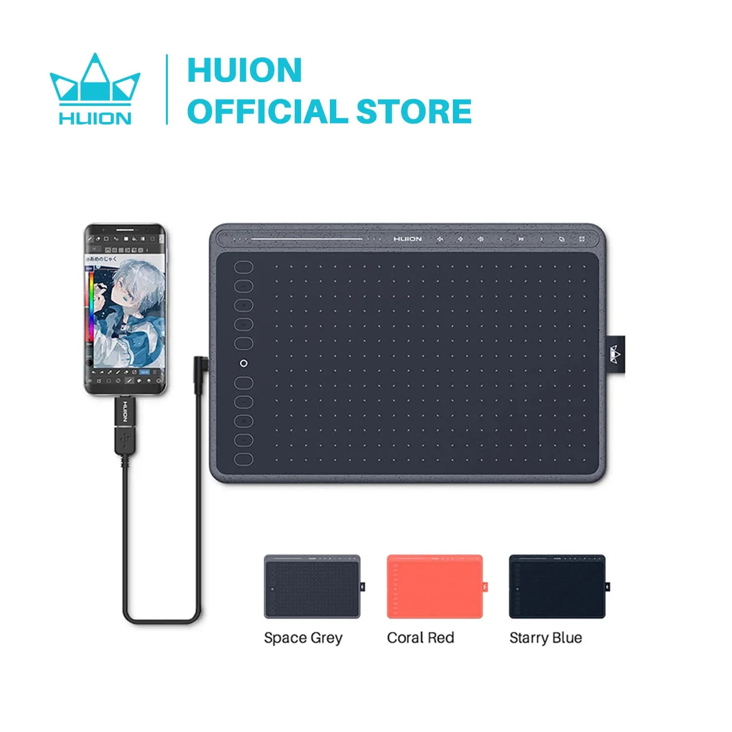 Tavoletta grafica HUION HS611 tavoletta grafica senza batteria supporto inclinazione a tre colori Touch Bar e tasti Express