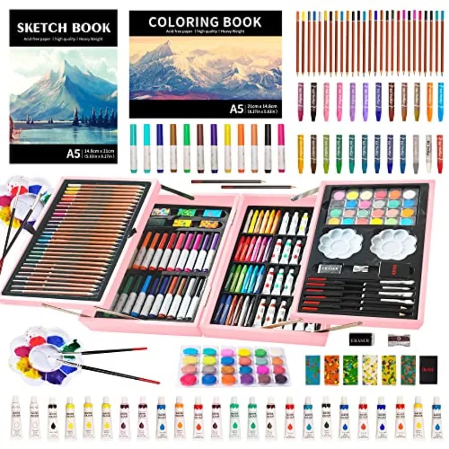 Art Set 139 Pack Painting Drawing Art Supplies Kit with 2 Sketch Pads Deluxe Double Layers Art Set Crafts Colo Pencils Oil Past
