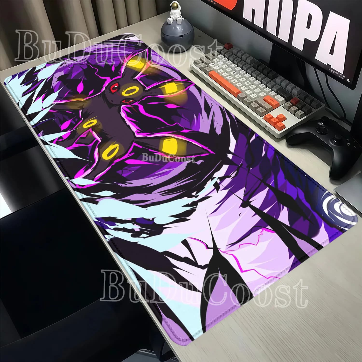 Gaming Mouse Pad Eevee Pokemon Anime Kawaii XXL PC Keyboard Overlock Larger Mousepad Offices Non-slip Base HD Printing Desk Mat