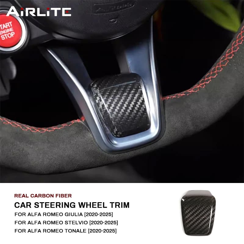 For Alfa Romeo Giulia Stelvio Tonale 2020-2025: Decorative Accessories in Vera Fibra di Carbonio per Panel Base Volante Auto