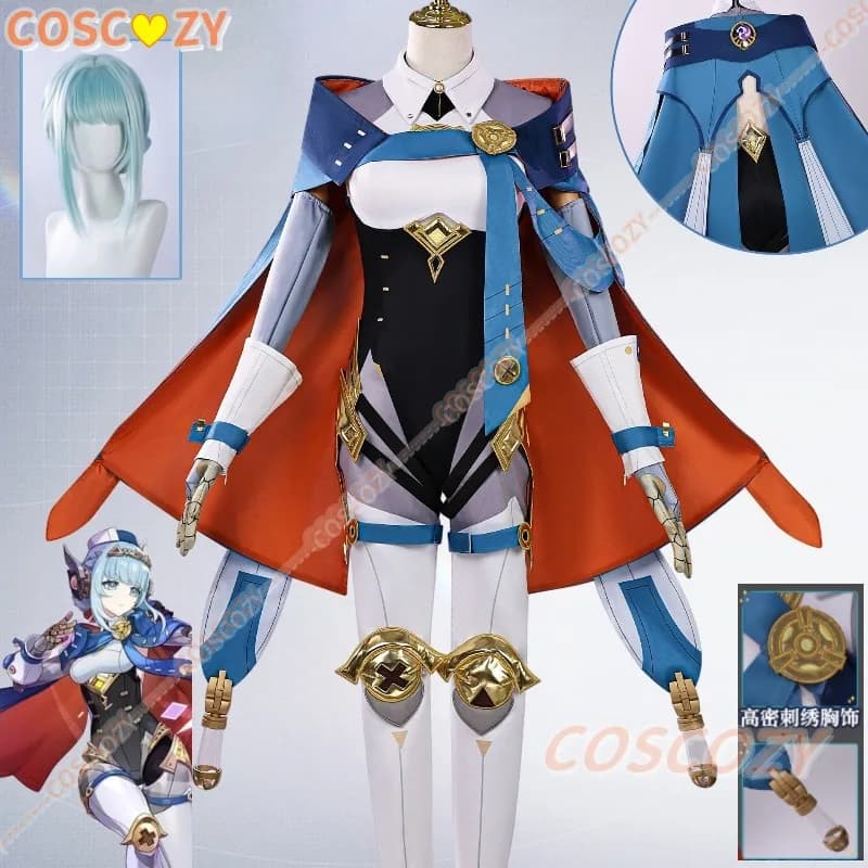 Genshin Impact Ineffa Costume Cosplay Uniform Wig Copricapo Boom Boom Thunderwave Halloween Party Women Girls Role Game Dress