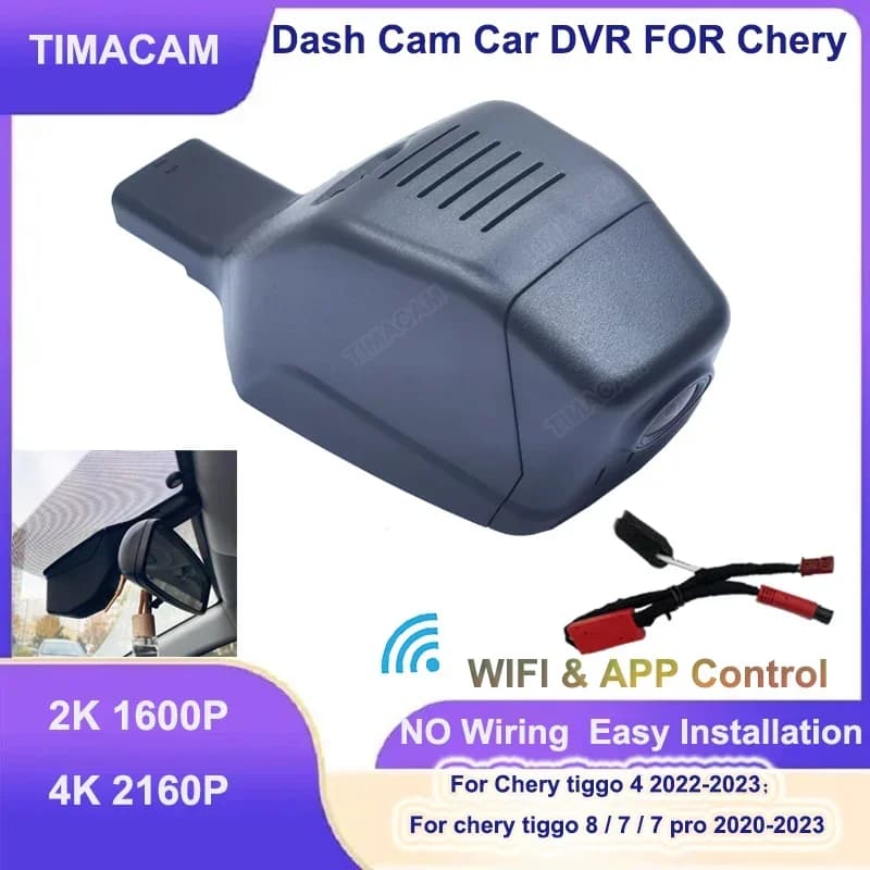 TIMACAM Plug and Play 4K Wifi Car recorder DVR for Chery Tiggo 4 7 Pro 4 7 8 2020 2021 2023 2024 Dash Cam front and rear