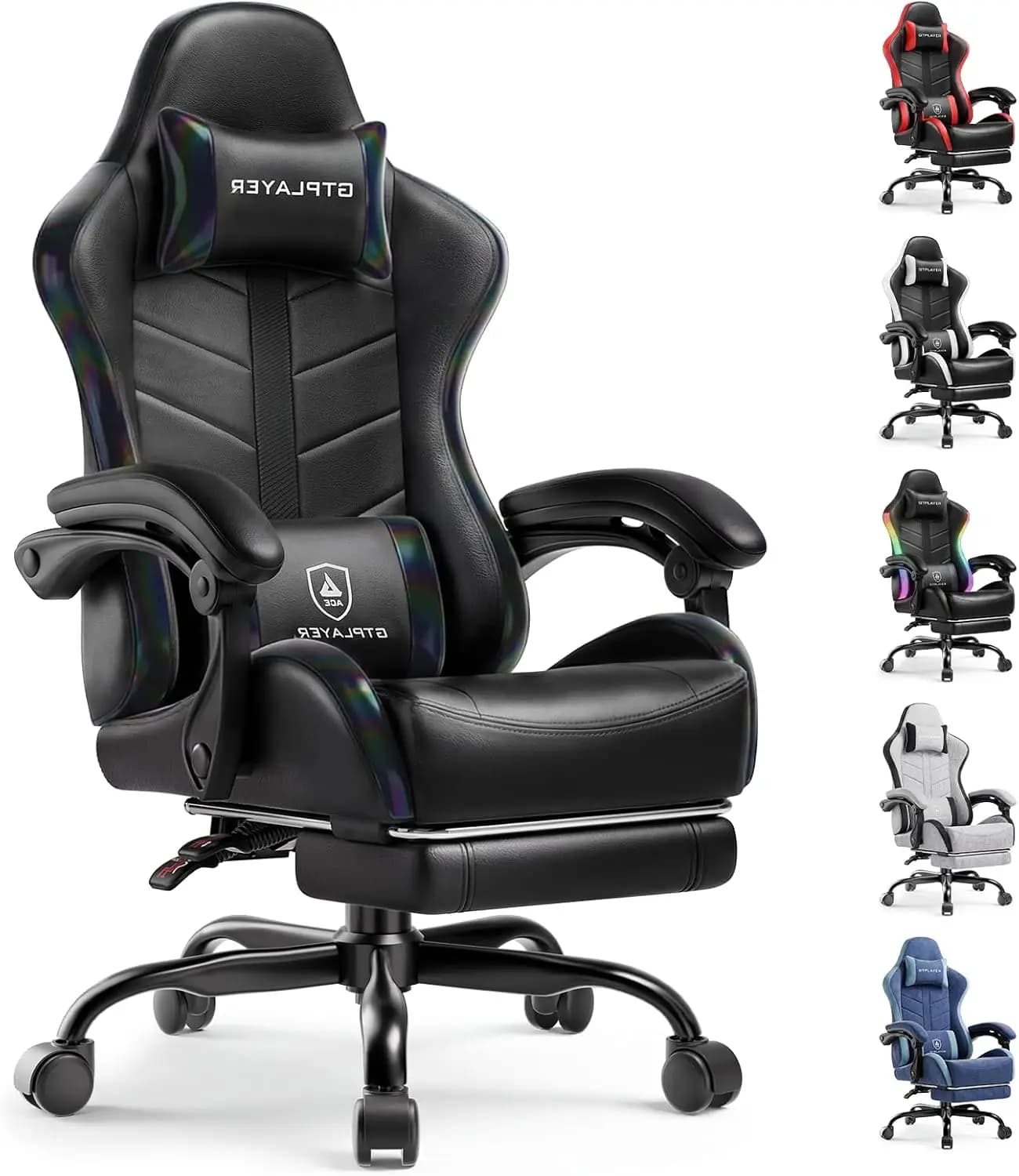 Sedia da Gaming Ergonomica con Poggiapiedi Regolabile, Schienale Reclinabile e Cuscini Rimovibili per un Comodo Lavoro o Gioco