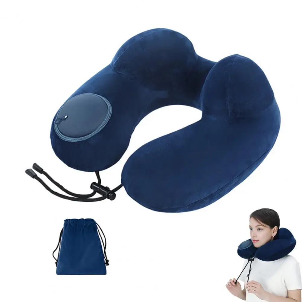 Cuscino gonfiabile a forma di U Cuscino di protezione del collo Cuscino da viaggio per aereo da viaggio all'aperto Cuscini per pisolino da ufficio Supporto elastico per il collo