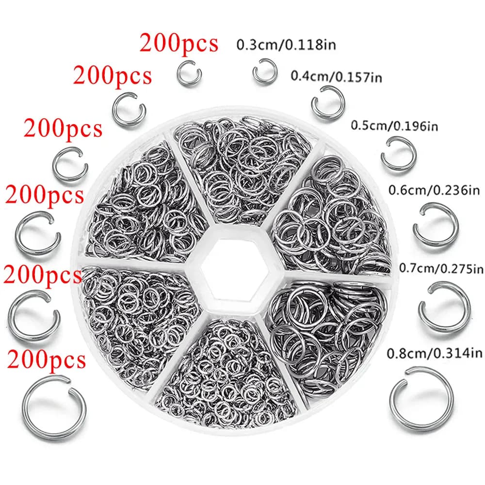 1200 pz Anelli di Salto In Acciaio Inox e Anelli Divisi Connettore per Collane FAI DA TE Bracciale Orecchini Portachiavi Creazione di Gioielli Accessori
