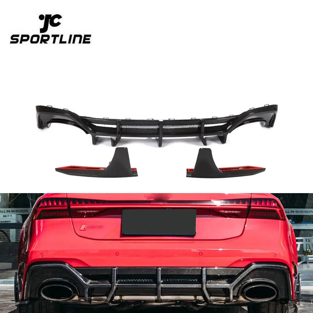 Rear carbon fiber diffuser A7 RS7 for Audi RS7 Sportback Hatchback 4 doors 2020- 2021