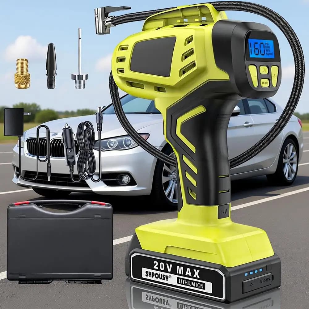 Compressore d'aria portatile, gonfiatore digitale senza fili per pneumatici, pompa per pneumatici auto 2 volte più veloce con batteria ricaricabile da 20V, doppia alimentazione