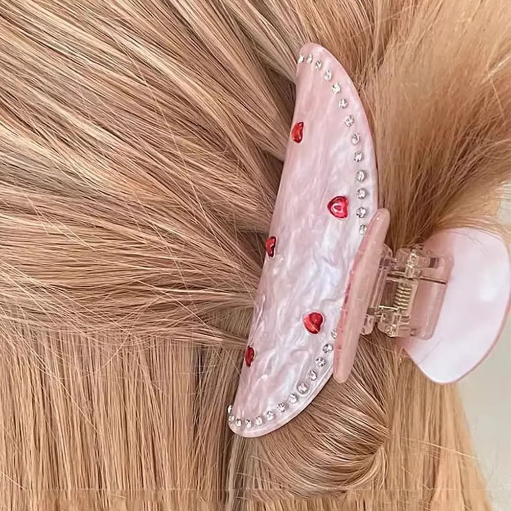 Nice rhinestones love heart claw for hair clip for hair pearl acetic acid hair clip geometry fork INS decoration shark clip