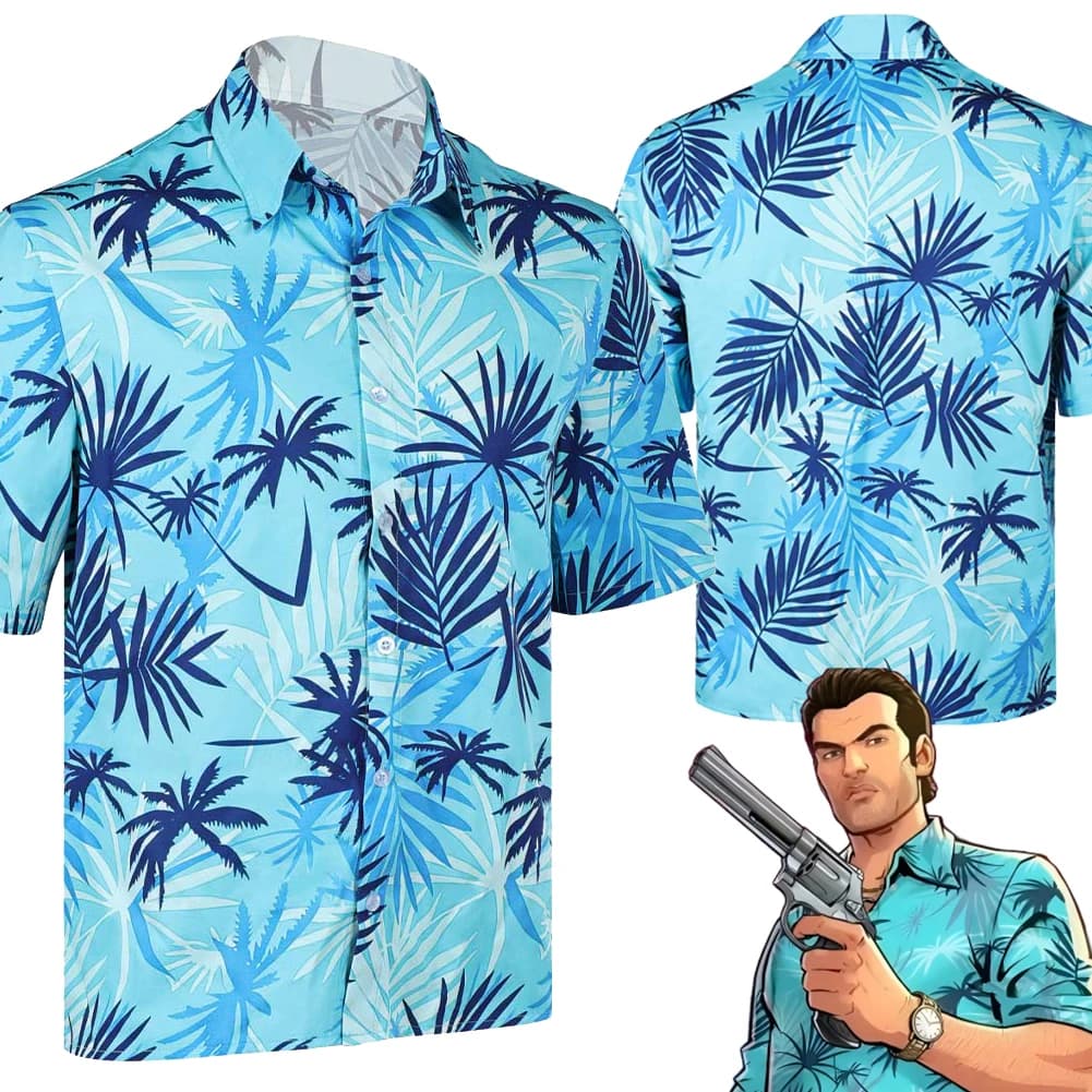 Fantasia Tommy Vercetti Cosplay Shirts Tops 2026 Movie Thief Racing Men Disfraz Costume Male Halloween Carnival Party Clothes