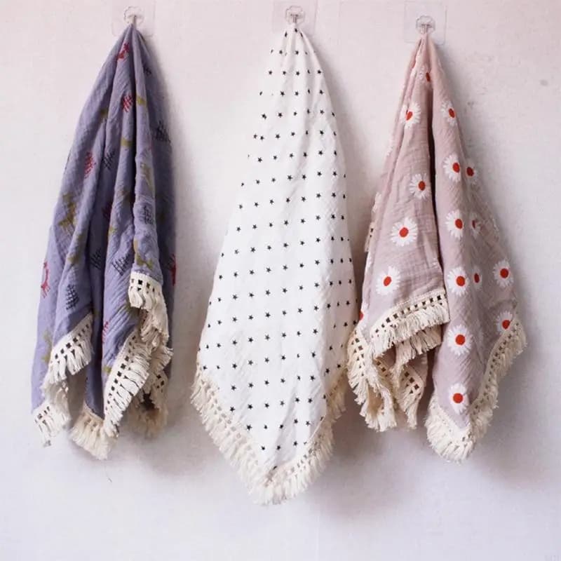 581F Baby Nappa 2 Strati Morbido Cotone Coperta Ricevente Trapunta Mussola Telo da bagno Infantile per