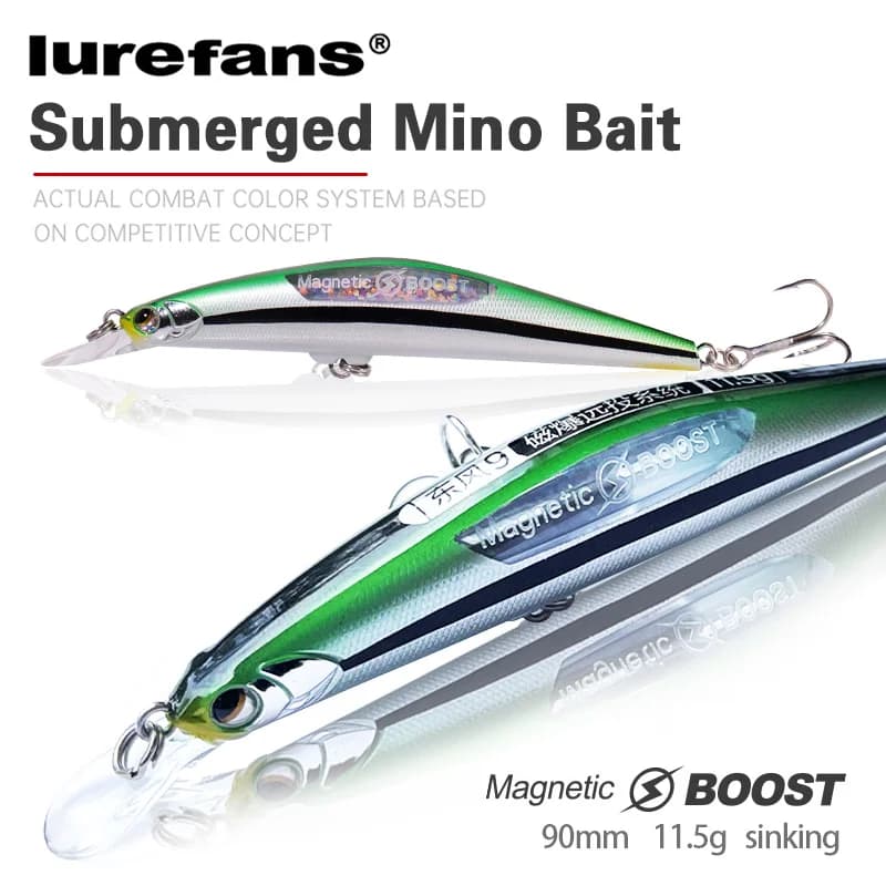Lurefans Bait Fish 11.5g 90mm Sinking Magnetic Boost Lures Wobblers Feeder Pike Lure Crankbait For Fishing Newest Fish Lure 2021