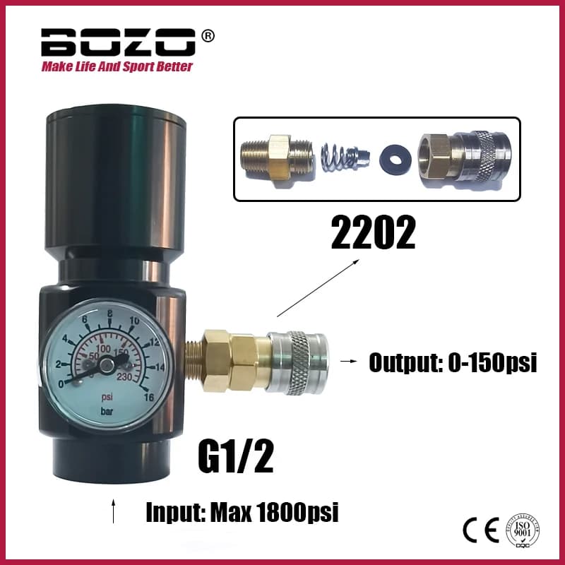 Regolatore a bassa pressione 0-150psi regolatore portatile Micro CO2 per utensili pneumatici chiodatrici cucitrici calafataggio G1/2-14 0.825-14