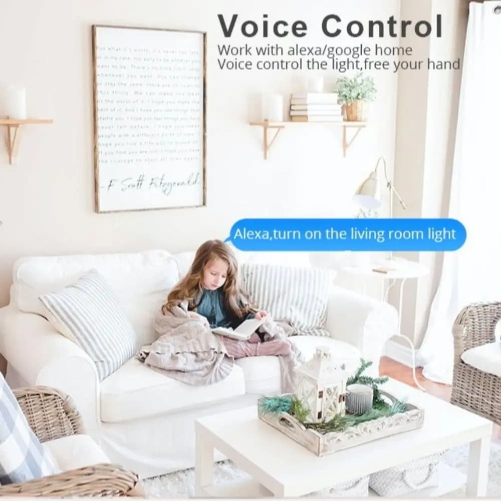 WiFi Smart Light Switch with American Plug Touch Control App Control LED Light Switches Open Single Wall Switch with Remote Control