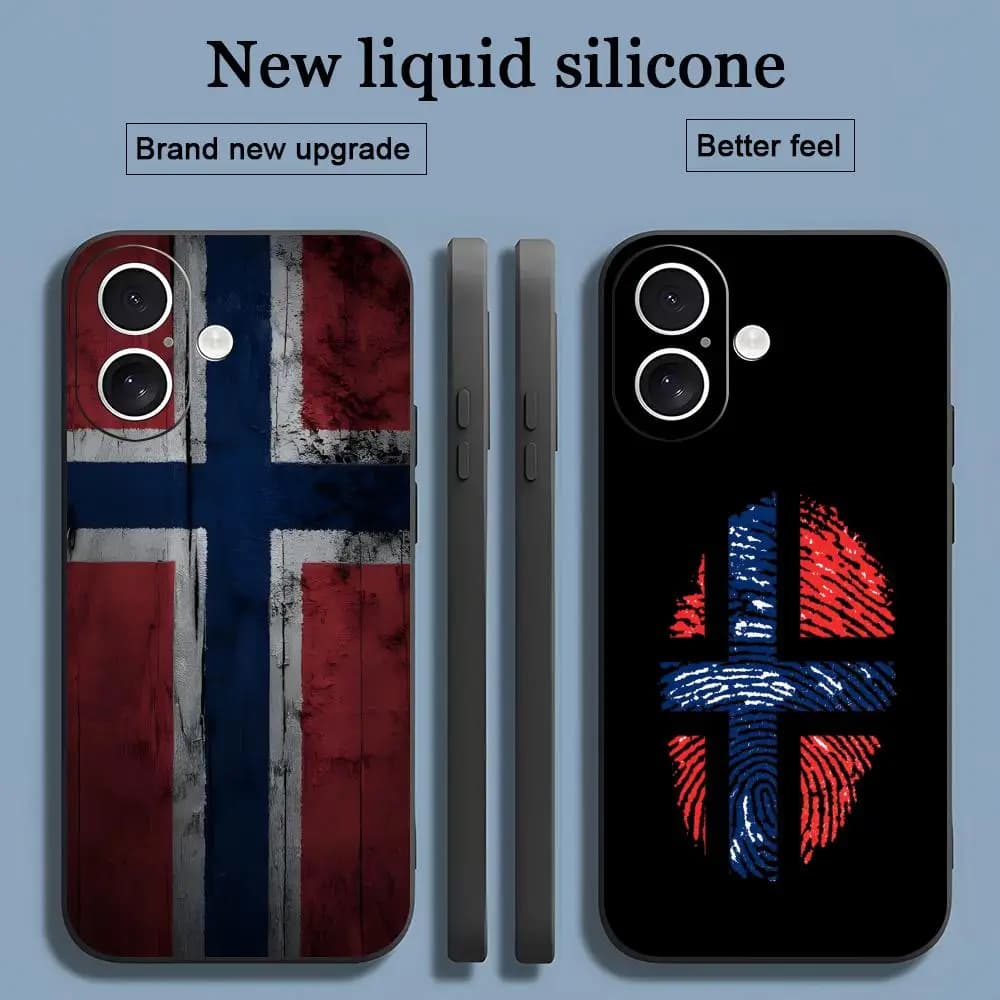 Norway National flag Phone Case For iPhone 17 16 15 14 13 12 11 X XR XS 8 Plus Mini Pro Max Soft black Shockproof Cover