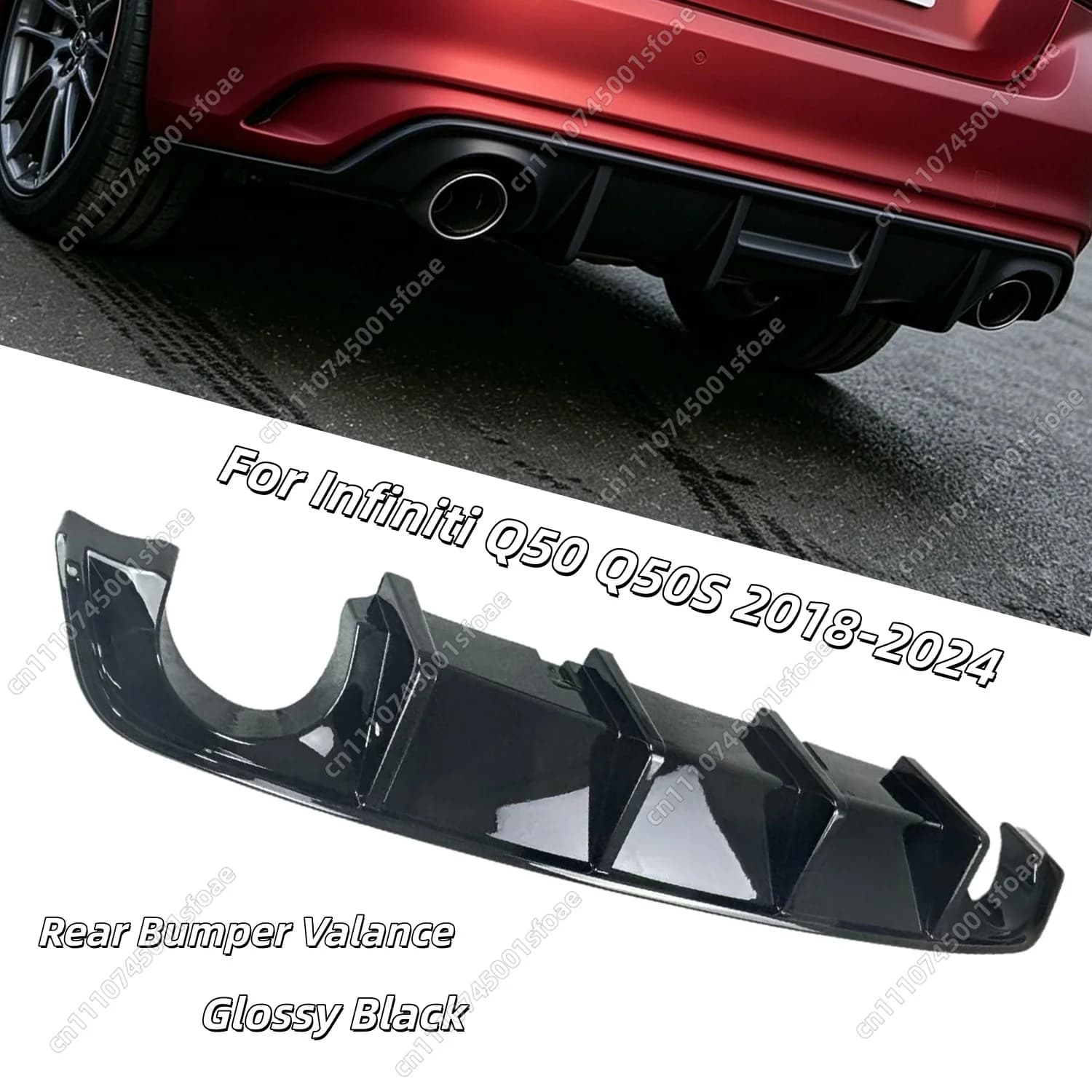 Rear Bumper Diffuser Spoiler For Infiniti Q50 Q50S 2018 2019 2020 2021 2022 2023 2024 Glossy Black Bumper Valance BodyKit Tuning