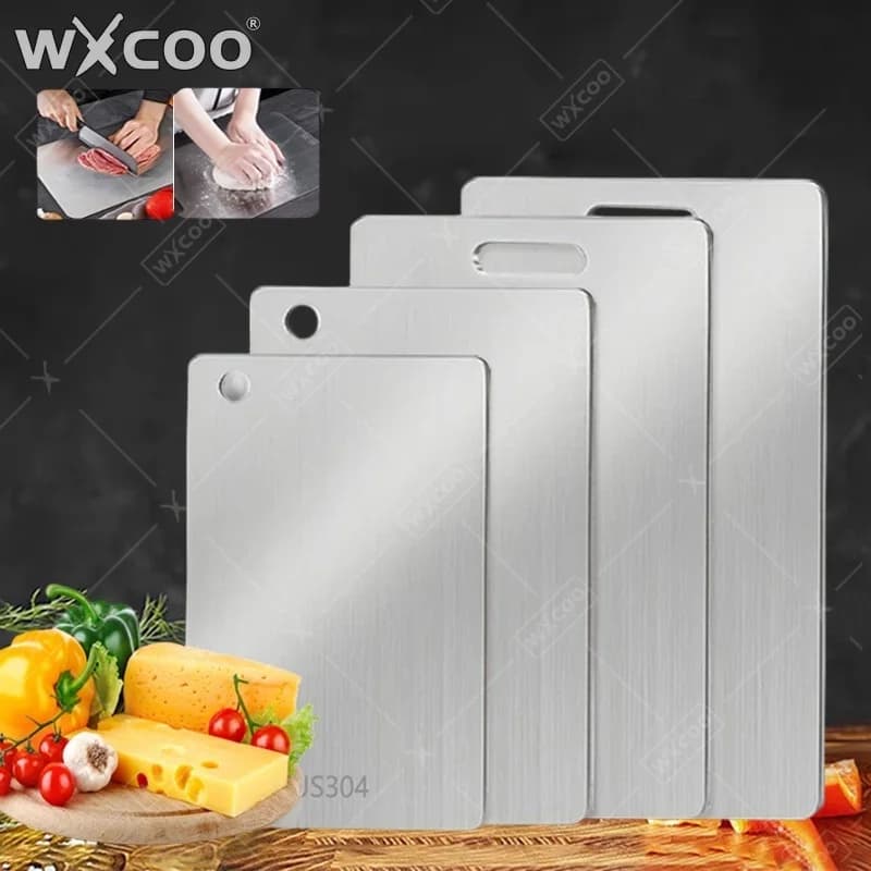 WXCOO Stainless Steel Cutting Board Thickened Board Double Sided for Cut Vegetables Fruit Easy to Clean Food Grade
